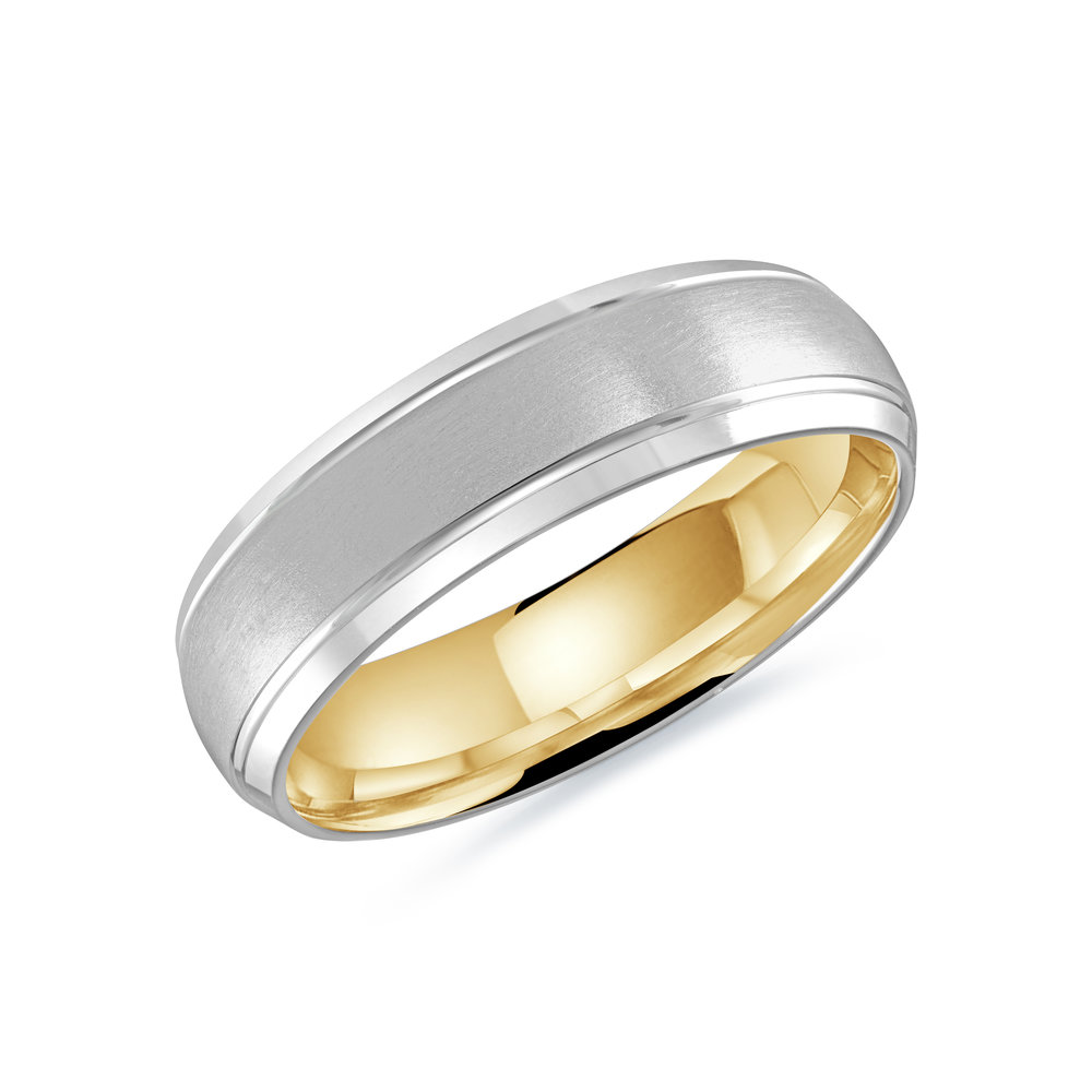 White/Yellow Gold Men's Ring Size 6mm (LUX-014-6WZY)