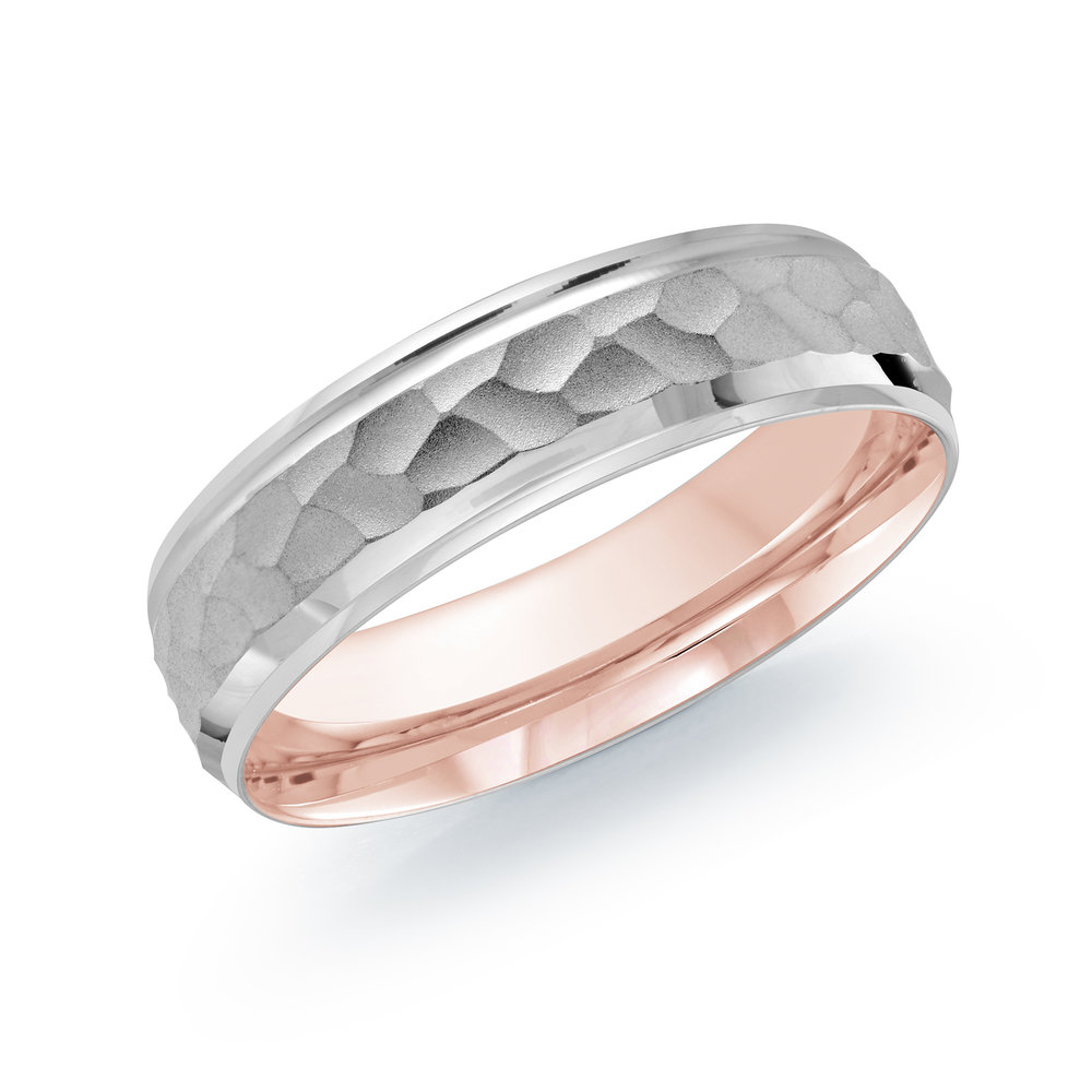 White/Pink Gold Men's Ring Size 6mm (LUX-082-6WZP)